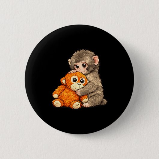 Internet meme punch aap met teddybeer knuffelen ronde button 5,7 cm (Voorkant)