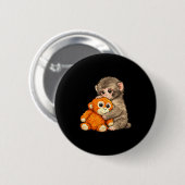 Internet meme punch aap met teddybeer knuffelen ronde button 5,7 cm (Voorkant /achterkant)