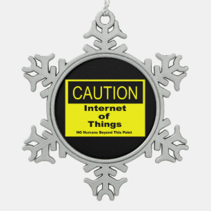 Internet of Things IoT Waarschuwing Waarschuwingsb Tin Sneeuwvlok Ornament