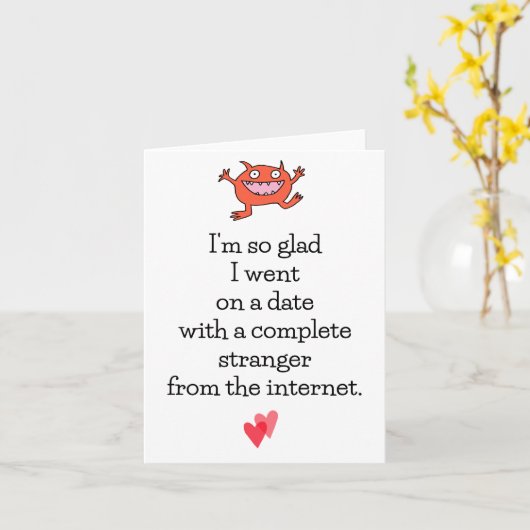 Internet Stranger Online Datum Schattige Grappige Kaart (Gele Bloem)