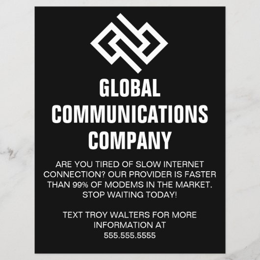 Internetprovider Computerbedrijf Zwarte Marketing Flyer (Voorkant)