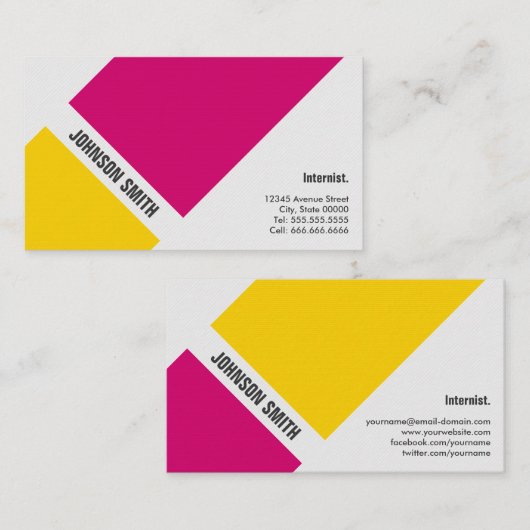 Internist - Eenvoudig roze geel Visitekaartje (Voorkant / Achterkant)