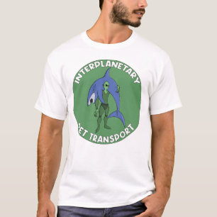 Interplanetaire huisdiertransportbadgehaai t-shirt