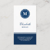 Interpreter Blue White Lace Monogram Visitekaartje (Achterkant)