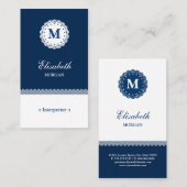 Interpreter Blue White Lace Monogram Visitekaartje (Voorkant / Achterkant)