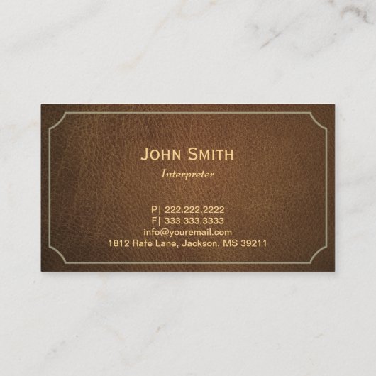 Interpreter Classic Framed Stylish Leather Visitekaartje (Achterkant)