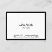 Interpreter Elegant Black Border Visitekaartje (Voorkant)