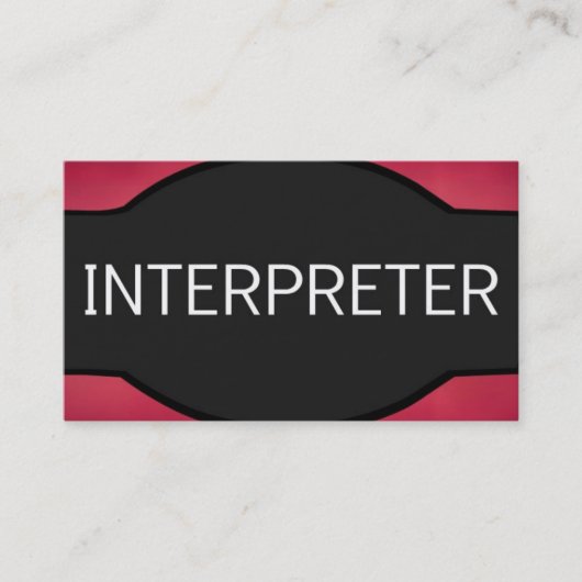Interpreter Elegant Naam Bord Visitekaartje (Voorkant)