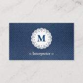 Interpreter - Lace Monogram Blue Pattern Visitekaartje (Voorkant)