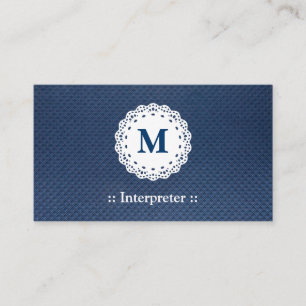 Interpreter - Lace Monogram Blue Pattern Visitekaartje