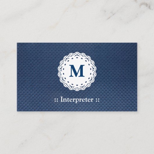 Interpreter - Lace Monogram Blue Pattern Visitekaartje (Voorkant)
