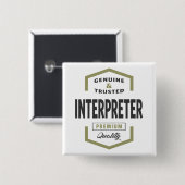 Interpreter Logo Cadeauideeën. Vierkante Button 5,1 Cm (Voorkant /achterkant)