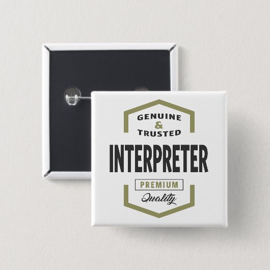 Interpreter Logo Cadeauideeën. Vierkante Button 5,1 Cm (Voorkant /achterkant)