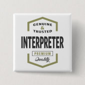 Interpreter Logo Cadeauideeën. Vierkante Button 5,1 Cm (Voorkant)
