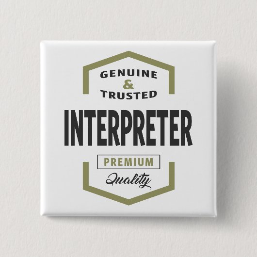 Interpreter Logo Cadeauideeën. Vierkante Button 5,1 Cm (Voorkant)