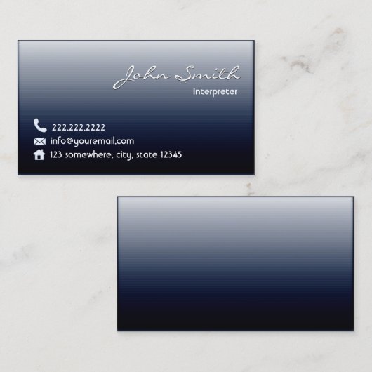 Interpreter Professional Navy Blue Visitekaartje (Voorkant / Achterkant)