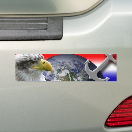 Interpretive Eagle Wereldbol and Anchor Bumpersticker (Op auto)