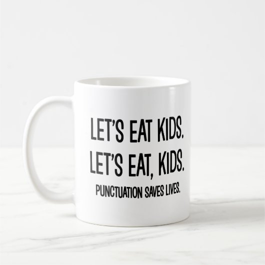 Interpunctie redt levens Grammatica Grappig Koffiemok (Links)