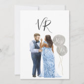 Interraciaal geïllustreerd paar sparen de datum save the date (Voorkant)