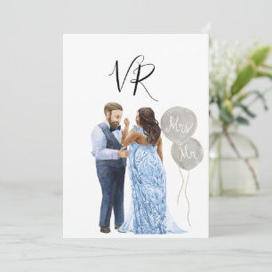 Interraciaal geïllustreerd paar sparen de datum save the date