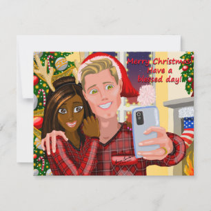 Interraciaal kerstWenskaart Kaart