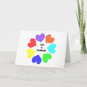Interraciaal liefdes regenboog harten wenskaart kaart