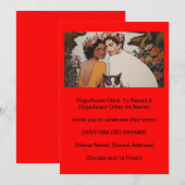 Interraciaal paar bloemenbruiloftskunst met kat kaart (Voorkant / Achterkant)