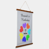 Interraciale liefdesregenboog Hart Aangepast Hangend Wandkleed (Gebogen)