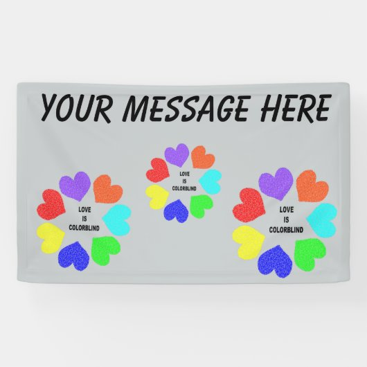 Interraciale liefdesregenboog Harten Aangepaste ba Spandoek (Horizontaal)