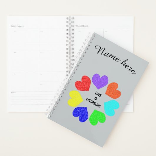 Interraciale liefdesregenboog Harten Aangepaste pl Planner (Display)