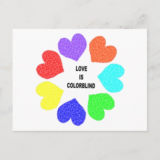 Interraciale liefdesregenboog Harten Briefkaart (Voorkant)