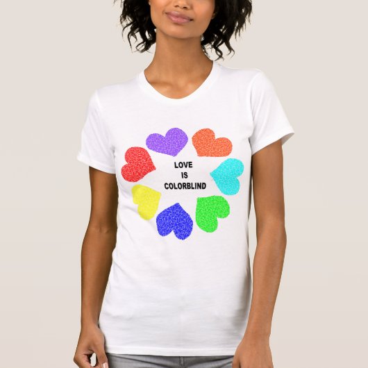 Interraciale liefdesregenboog Harten Dames T Shirt (Voorkant)