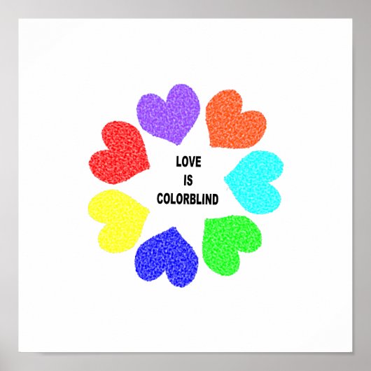 Interraciale liefdesregenboog Harten Poster (Voorkant)
