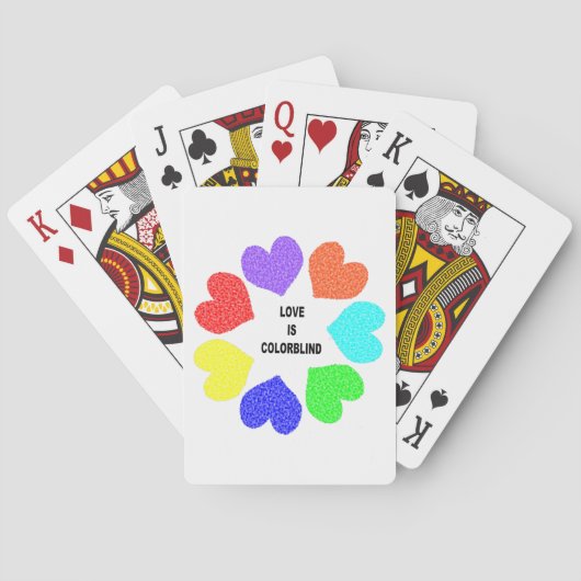 Interraciale liefdesregenboogkunst speelt kaarten (Achterkant)