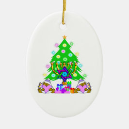 Interreligieuze Holiday Fun Ceramic Ornament