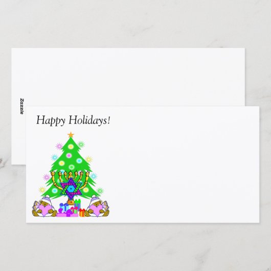 Interreligieuze Holiday Fun Feestdagenkaart (Voorkant / Achterkant)