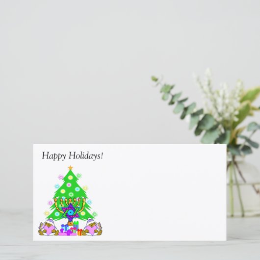 Interreligieuze Holiday Fun Feestdagenkaart (Staand voorkant)