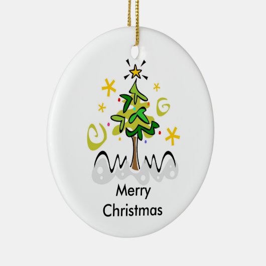 Interreligieuze Kerstmis en Hanukkah Keramisch Ornament (Rechts)