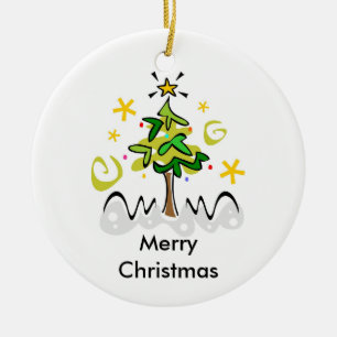 Interreligieuze Kerstmis en Hanukkah Keramisch Ornament