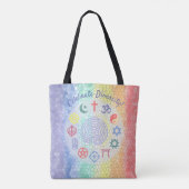 Interreligieuze symbolen (Glas in lood regenboog) Tote Bag (Achterkant)