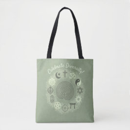 Interreligieuze symbolen (Sage Green) Tote Bag