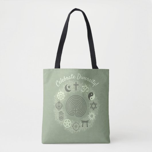 Interreligieuze symbolen (Sage Green) Tote Bag (Voorkant)