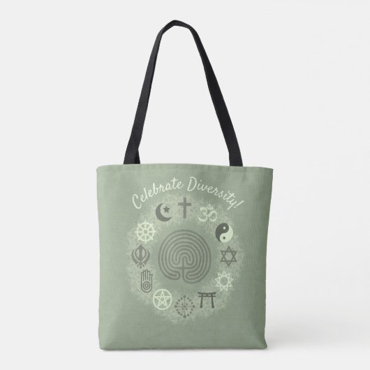Interreligieuze symbolen (Sage Green) Tote Bag (Achterkant)