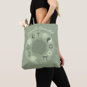 Interreligieuze symbolen (Sage Green) Tote Bag (Dichtbij)