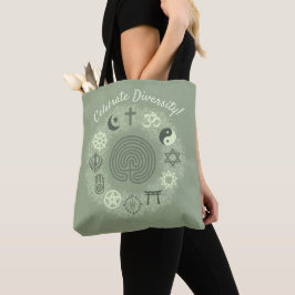 Interreligieuze symbolen (Sage Green) Tote Bag