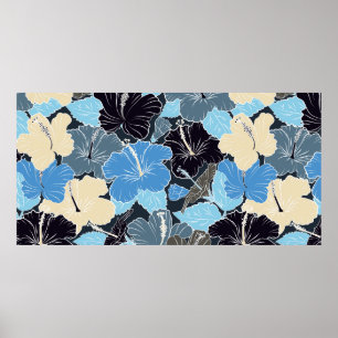 Intersectie van gebogen elegant gestileerde hibisc poster