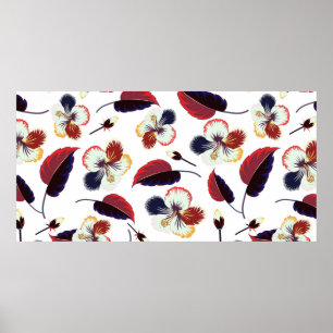 Intersectie van gebogen elegant gestileerde hibisc poster