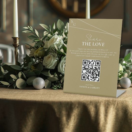 Intersecting Lines Share The Love QR Code  Reclamebord Met Voetstuk
