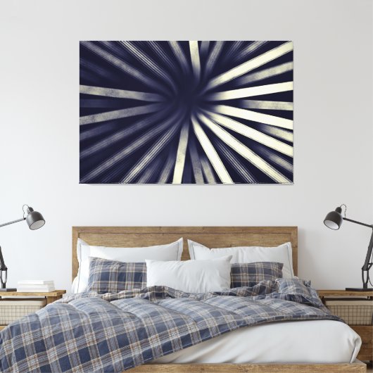 Intersecting Retro Blue - Canvas Print (Insitu (Slaapkamer))