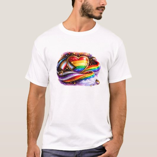 Intersectional Pride Regenboog Hart T-Shirt Ontwer (Voorkant)